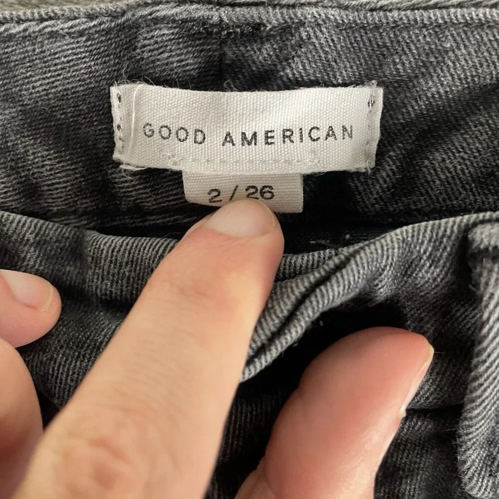 Good American Jeans Womens Size 2/26 Good Waist Black Distressed Jeans - Picture 5 of 11